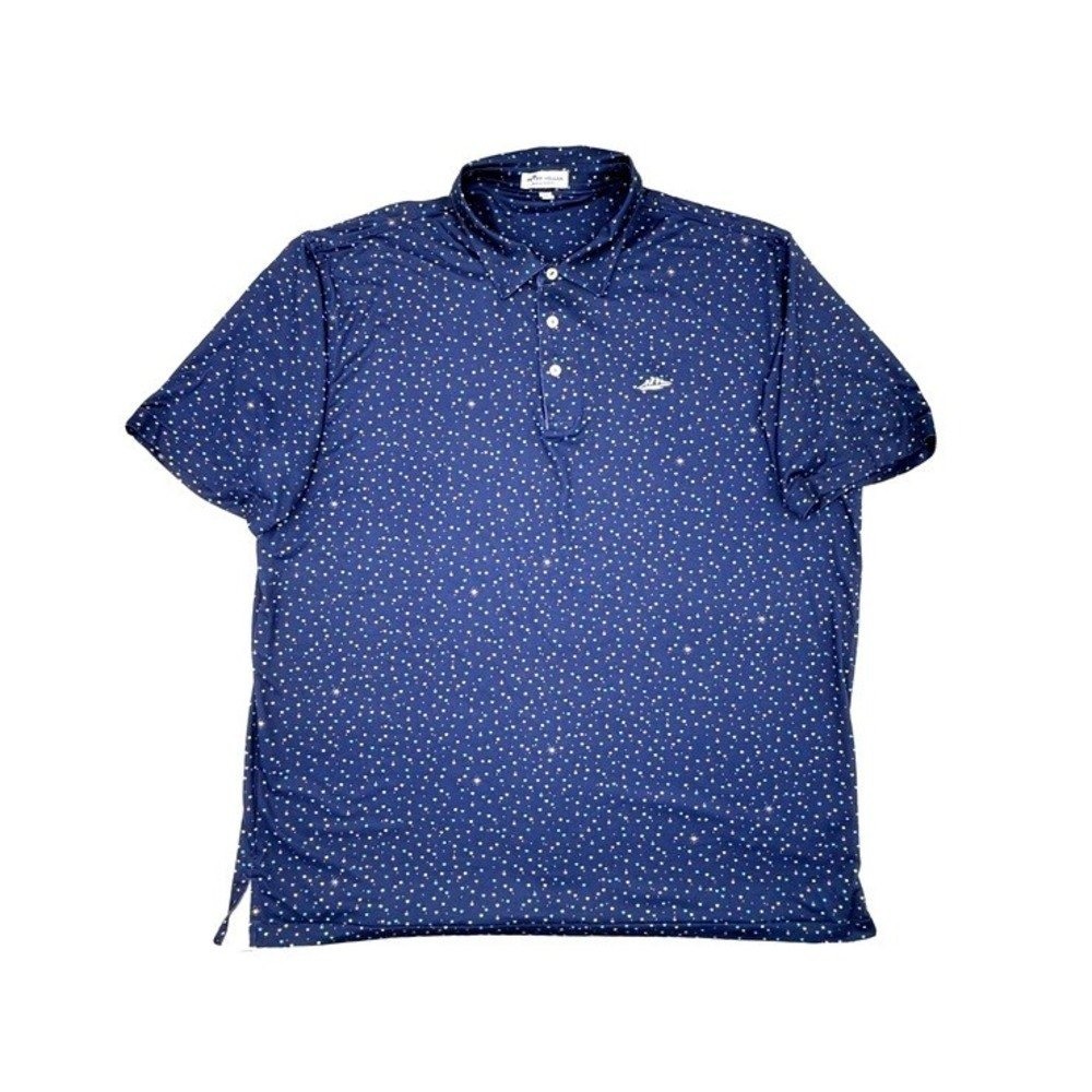 Peter Millar Summer Comfort Polo Men's XL Navy Crown Print Performance Golf